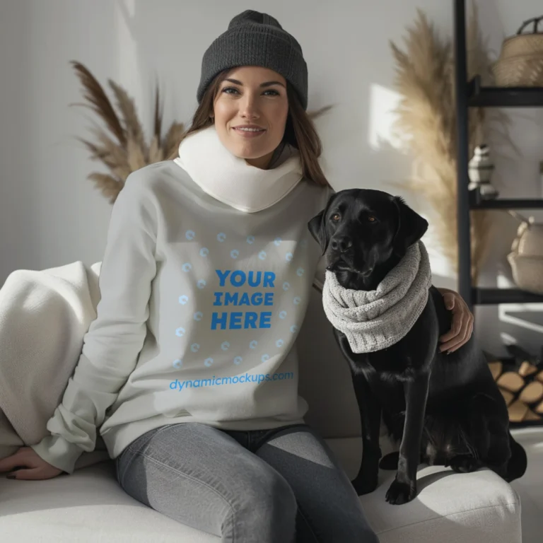 Woman Light Gray Sweatshirt Mockup Front View Template