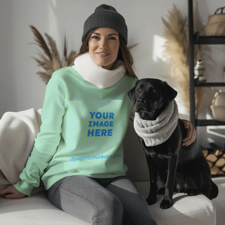 Woman Mint Sweatshirt Mockup Front View Template