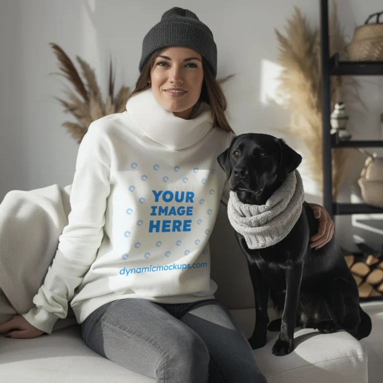 Woman White Sweatshirt Mockup Front View Template