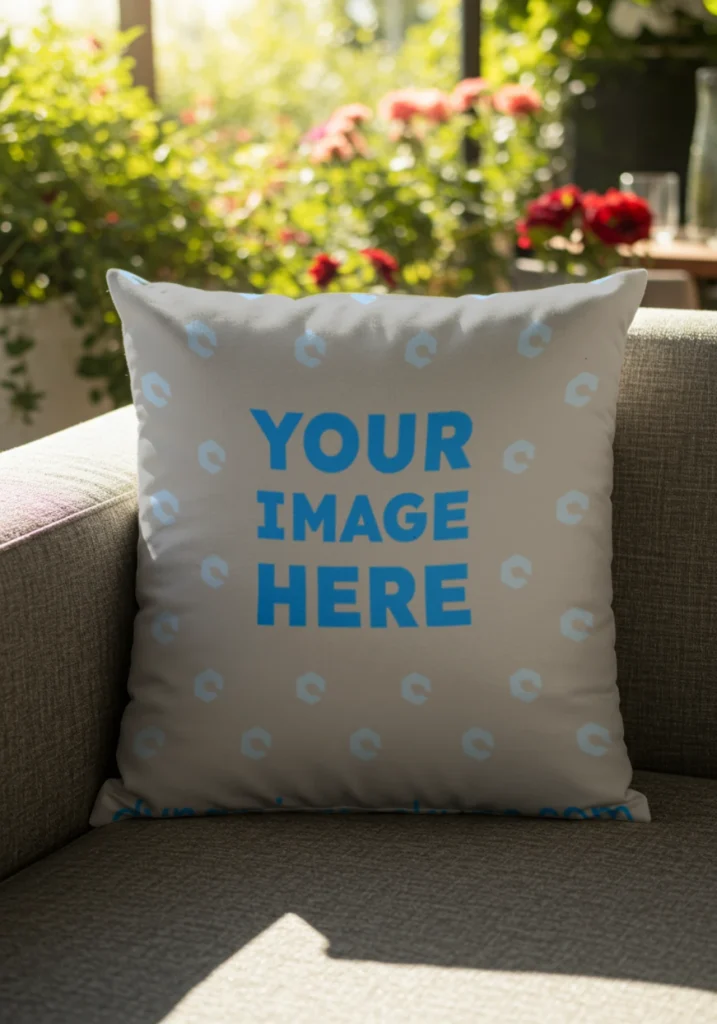 Light Gray Square Pillow Cover Mockup Template