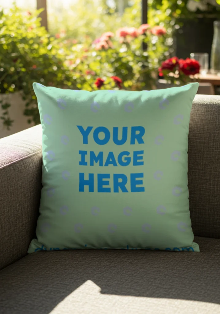 Mint Square Pillow Cover Mockup Template