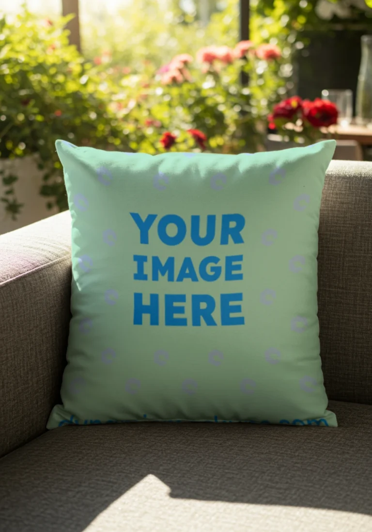 Mint Square Pillow Cover Mockup Template