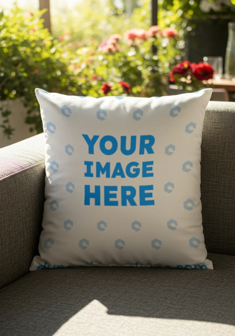 White Square Pillow Cover Mockup Template
