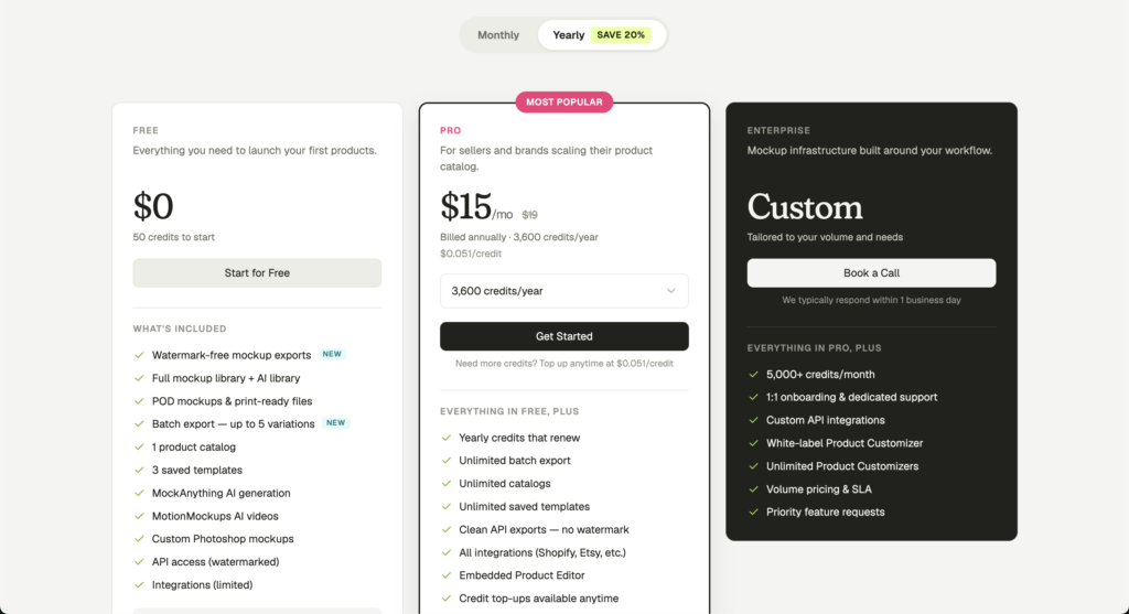Dynamic Mockups Pricing