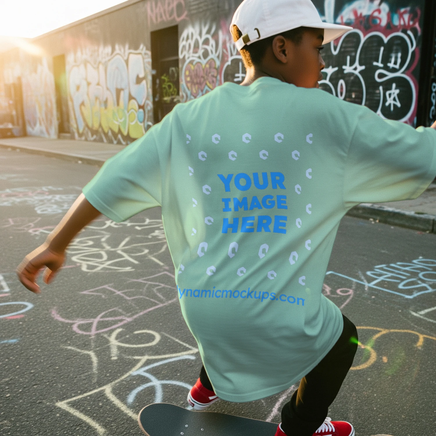 Boy wearing mint as colour 5082 t shirt mockup template 16024 psd