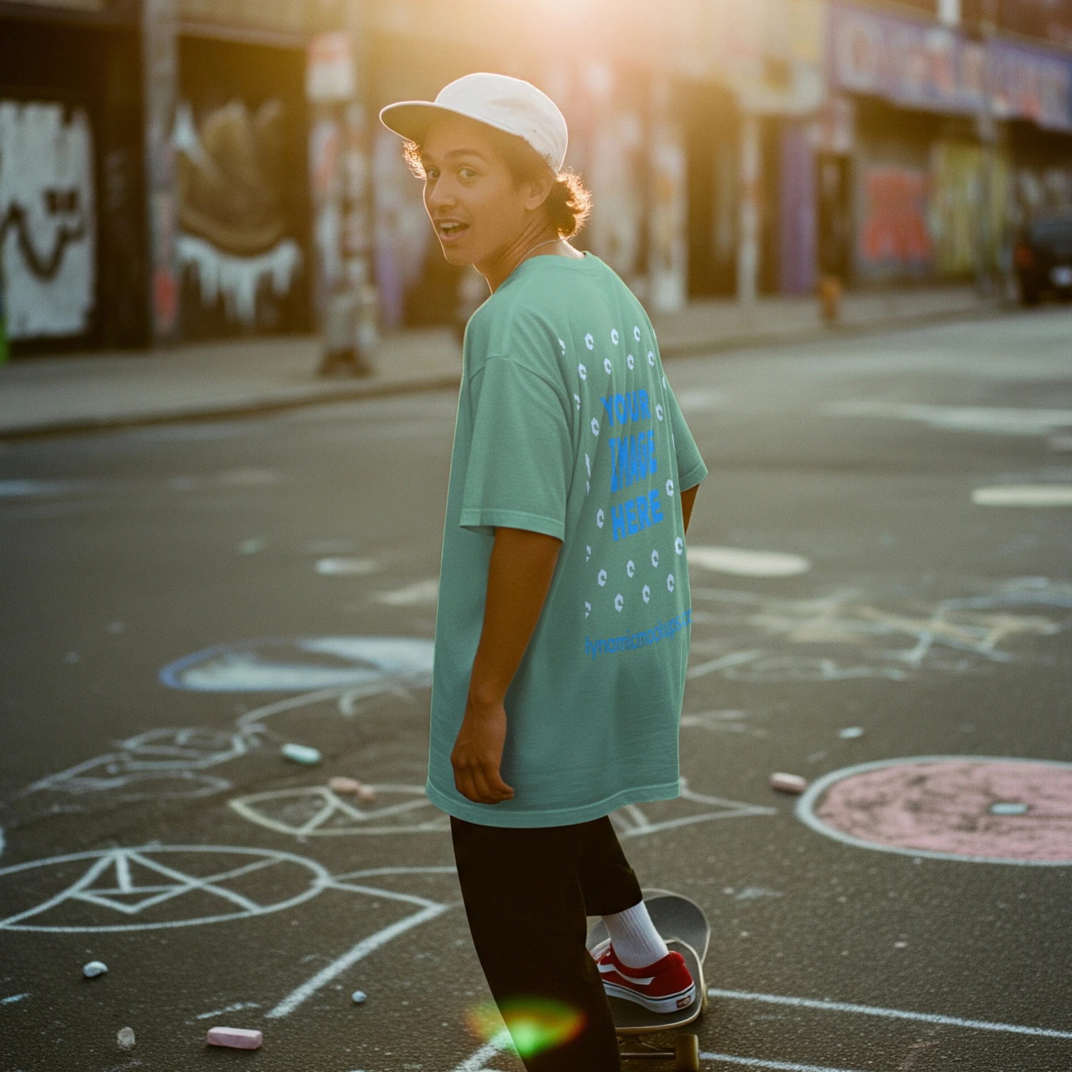 Man wearing mint as colour 5082 t shirt mockup template 15988 psd