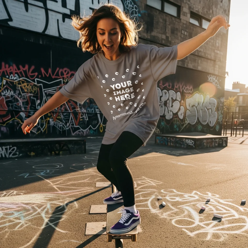Woman Wearing Gray T-shirt Mockup Front View Template