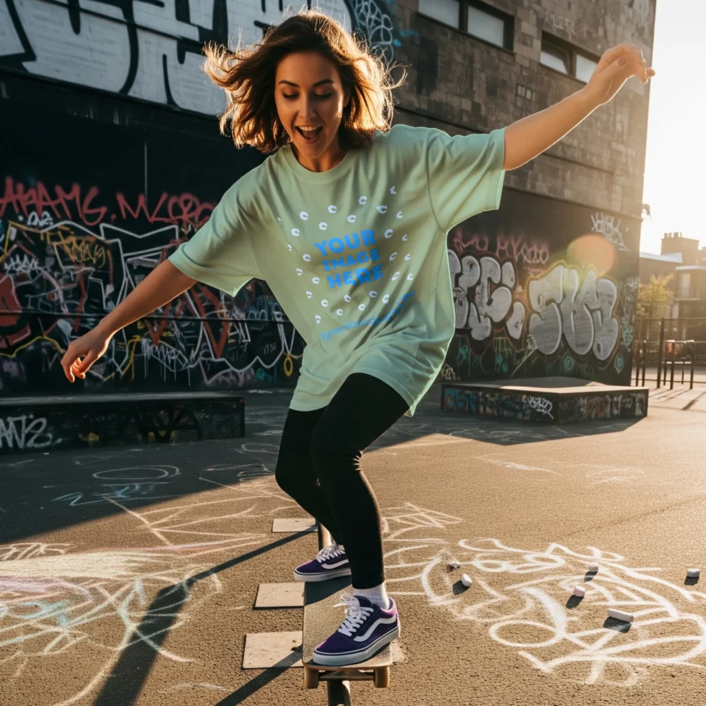 Woman Wearing Mint T-shirt Mockup Front View Template