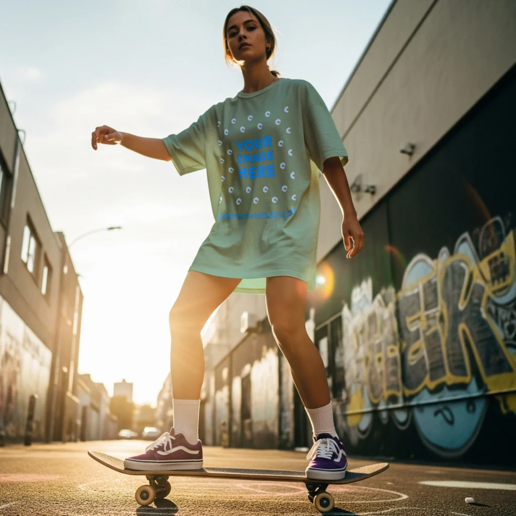 Woman Wearing Mint T-shirt Mockup Front View Template