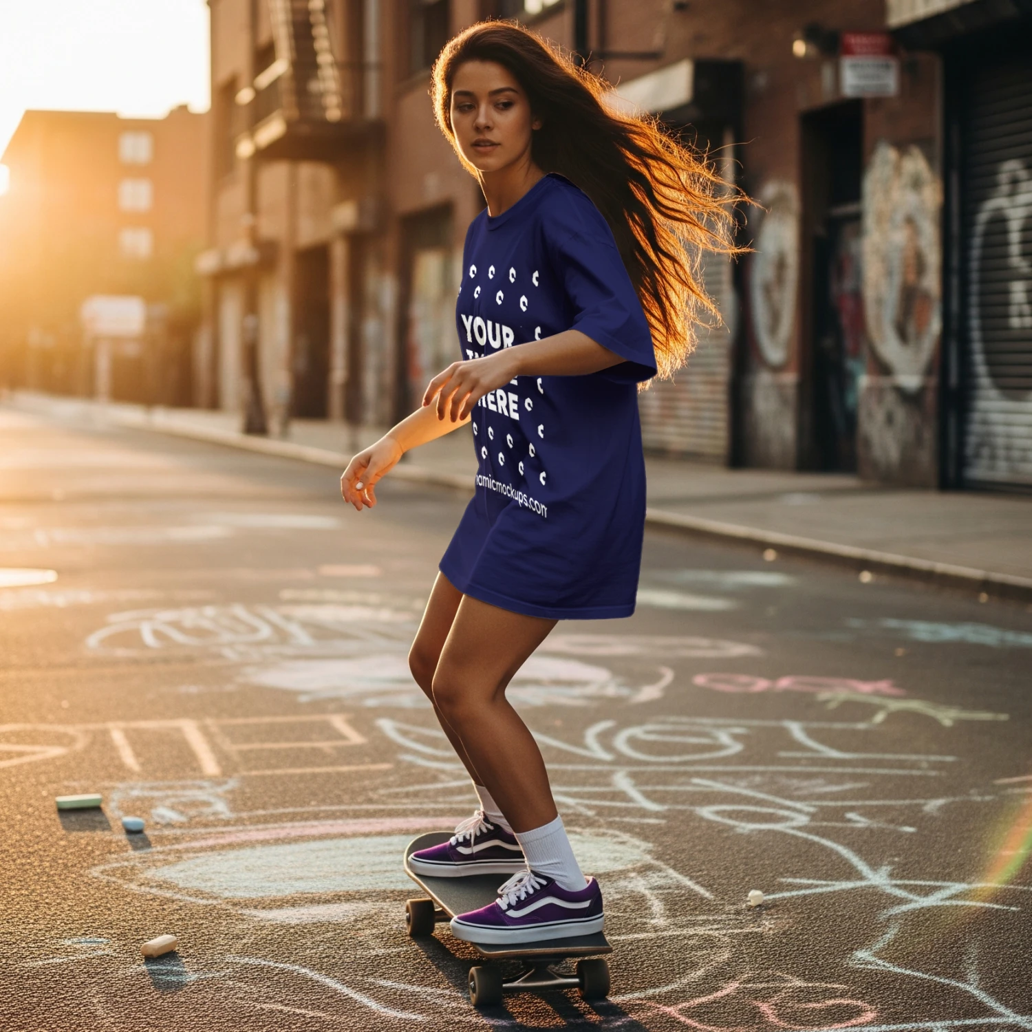 Woman Wearing Navy Blue AS Colour 5082 T-shirt Mockup Template #16026 ...