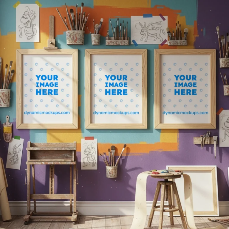 Living Room Frame Wall Art Gallery Mockup Template