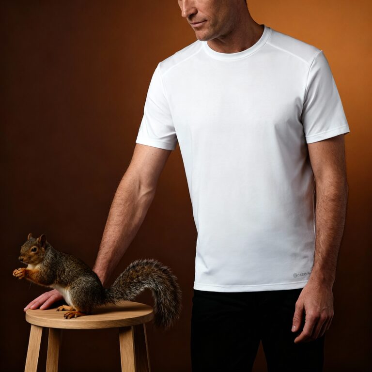 Adult White Man Wearing Holloway Men’s Essential T-Shirt – 222136 Mockup Template