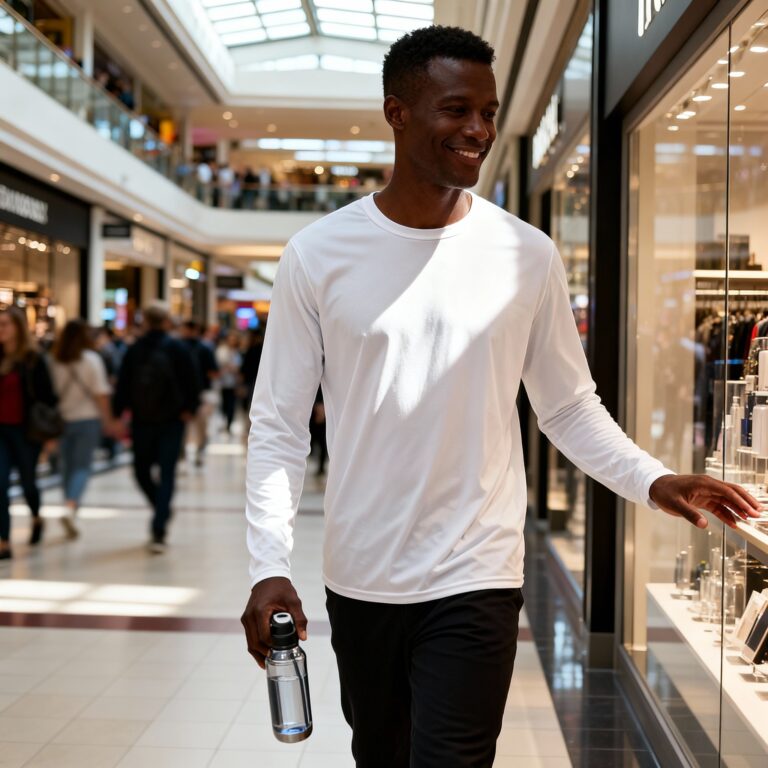 Adult Black Man Wearing Holloway Men’s Momentum Long Sleeve T-Shirt – 222822 Mockup Template