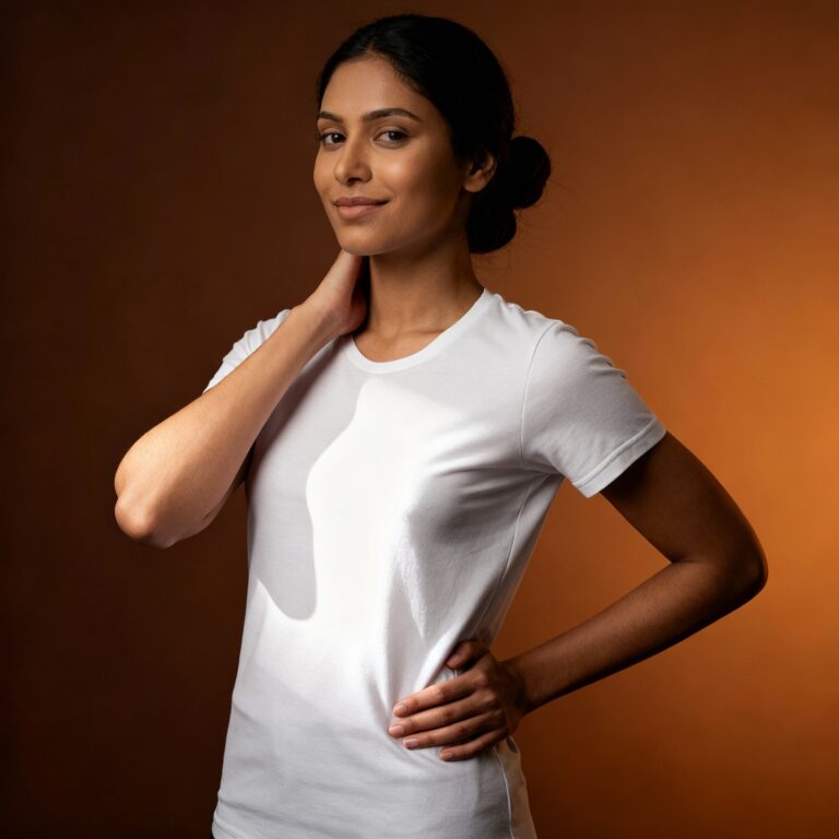 Young Indian Woman Wearing Gildan Softstyle® Women’s Midweight T-Shirt – 65000L Mockup Template