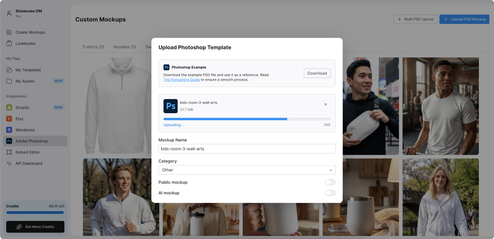 Custom PSD mockup templates