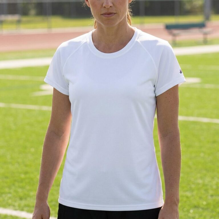 Women’s Sport T-Shirt Mockup on a Sunny School Sports Field