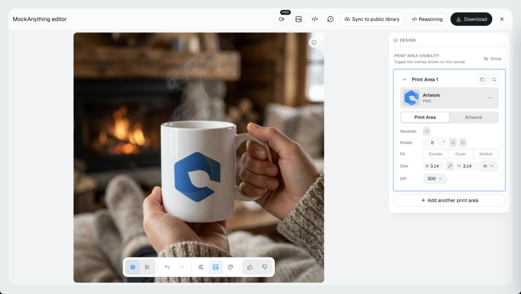 Artwork places directly on printable area