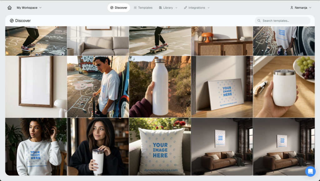 Browse the library of existing mockups