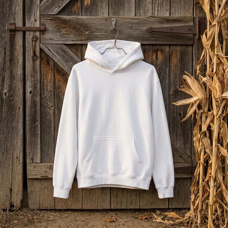 Free Halloween Hoodie Mockup - Rustic Barn Door Scene