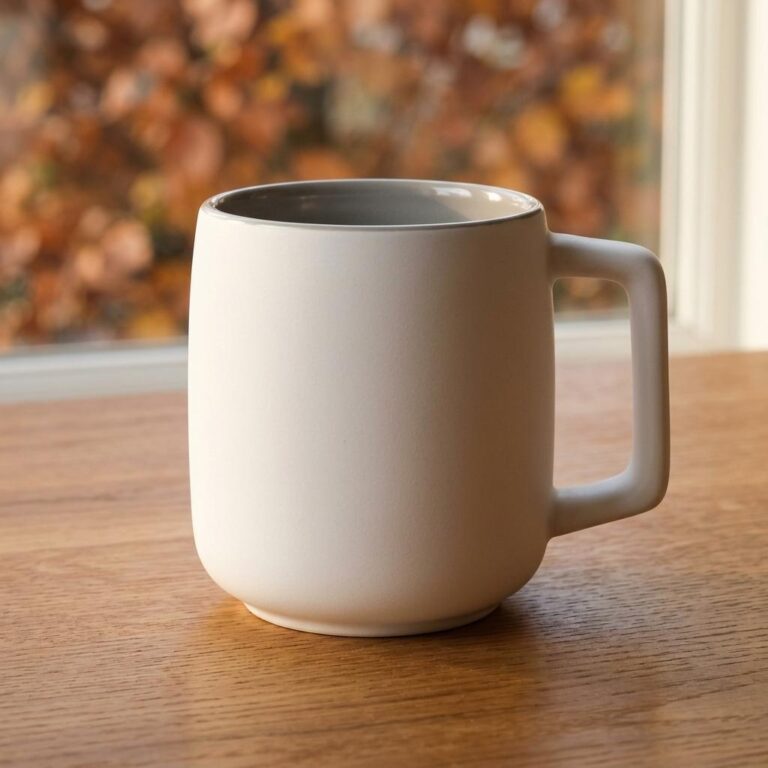 Free Teacher Mug Mockup with Autumn Window Light