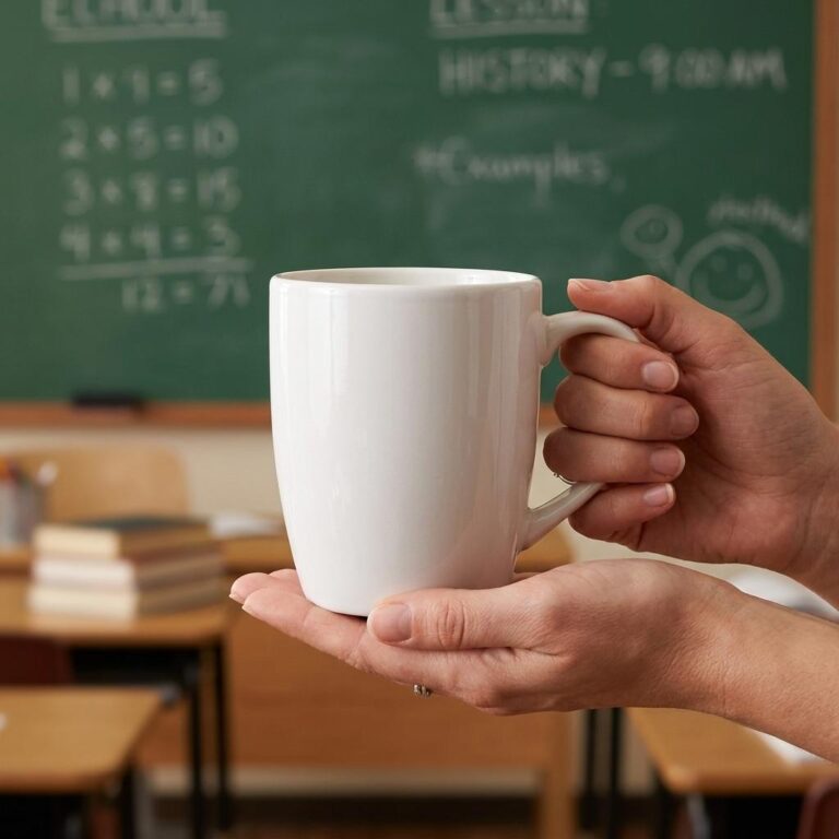 Teacher Mug Mockup with Cozy Classroom Background
