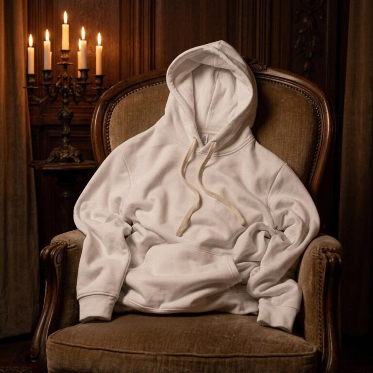 Halloween Hoodie Mockup in a Candlelit Victorian Parlor