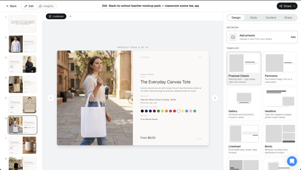 Lookbooks layout and style