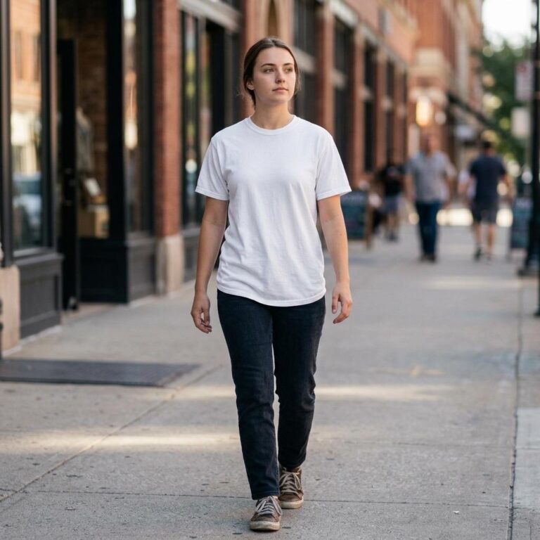 Comfort Colors 1717 Woman Mockup on a City Street