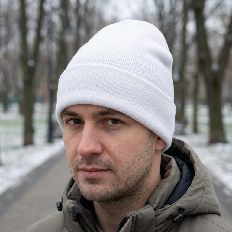 Winter Park Beanie Mockup - On-Model Lifestyle Shot