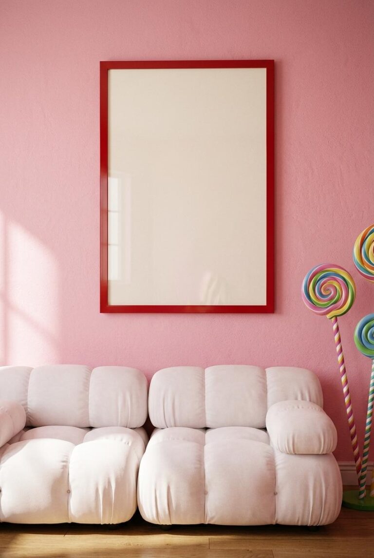 Pink Room Framed Poster Mockup for Candy-Aesthetic Prints