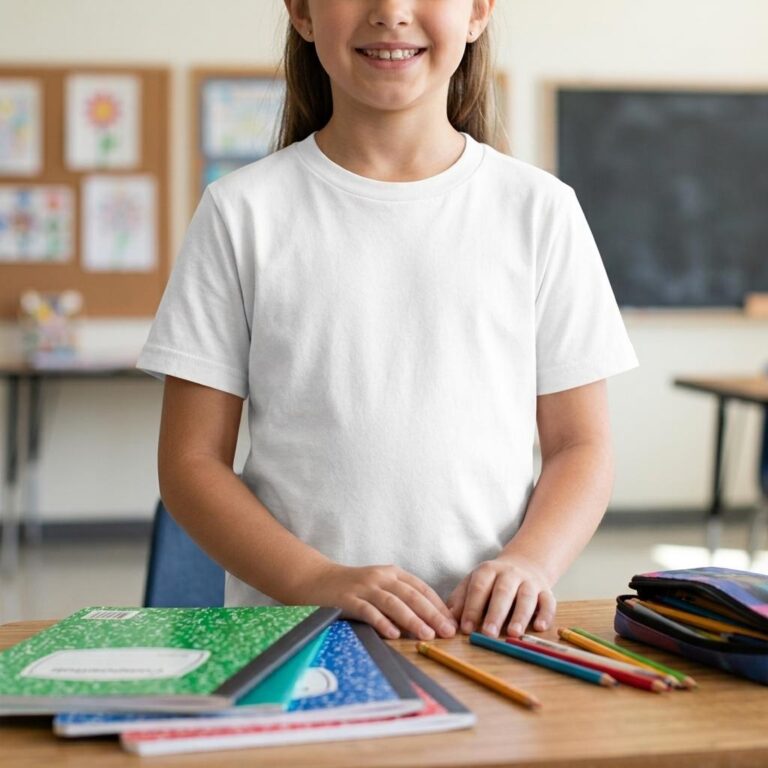 Kids Classroom T-Shirt Mockup for Back-to-School Designs