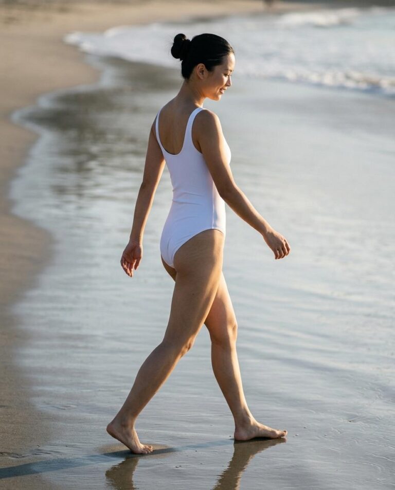 Candid Beach One-Piece Swimsuit Mockup