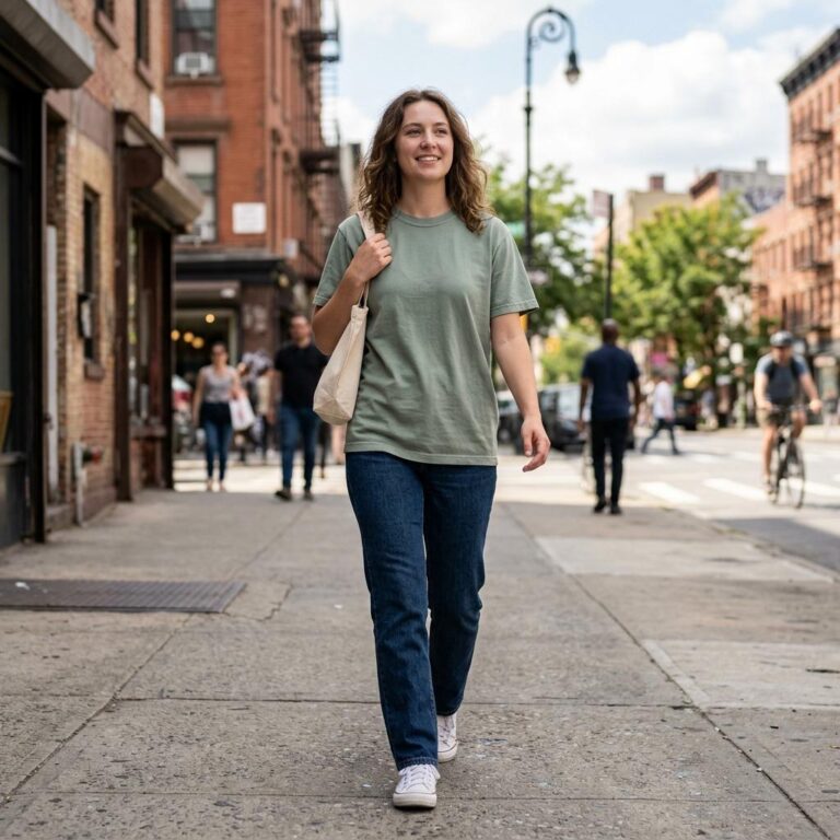 Comfort Colors 1717 T-Shirt Mockup in a Real Urban Street Scene