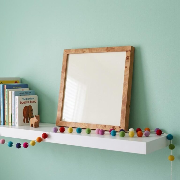 Nursery Wooden Frame Mockup with Natural Burl Grain
