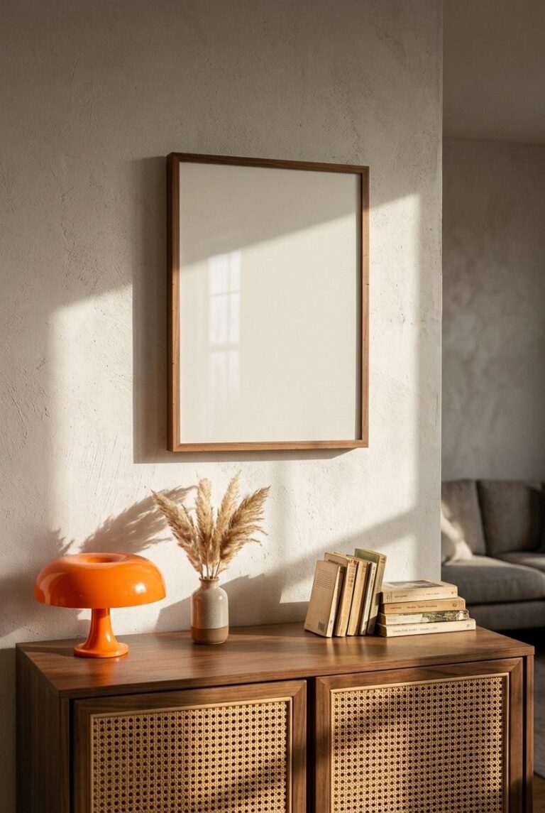 Candid Mid-Century Interior Framed Poster Mockup