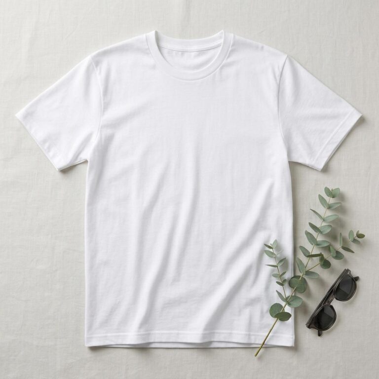 Botanical Flat Lay White T-Shirt Mockup