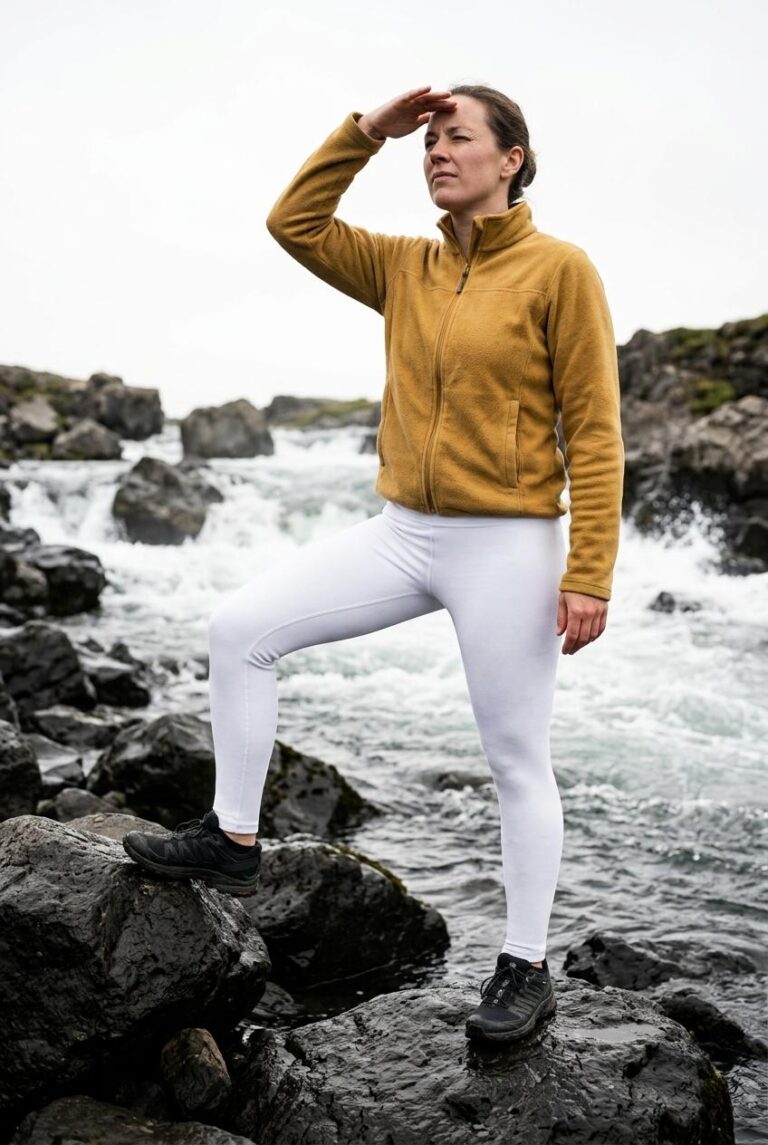 All-Over Print Leggings Mockup - On-Model Outdoor Scene