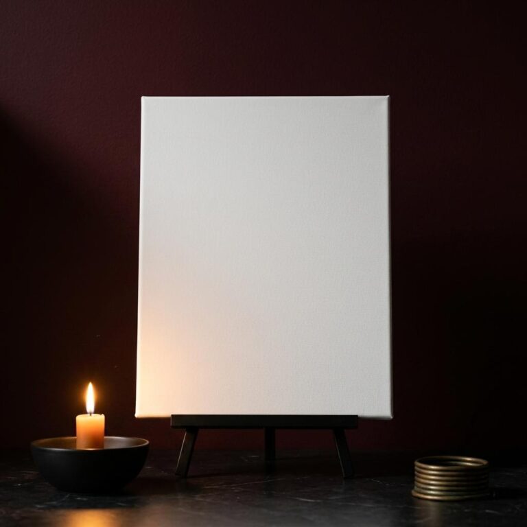 Dark Romantic Canvas Mockup: Candlelit 8×10 on a Matte Black Easel