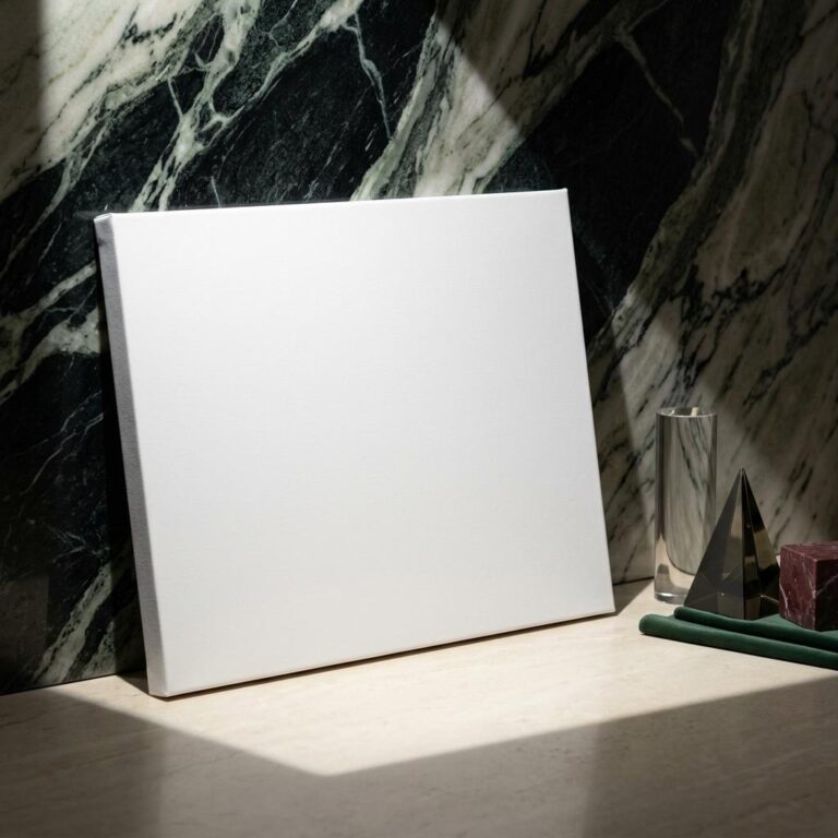 Luxury Canvas Wrap Mockup in a Dark Marble Neo Deco Scene