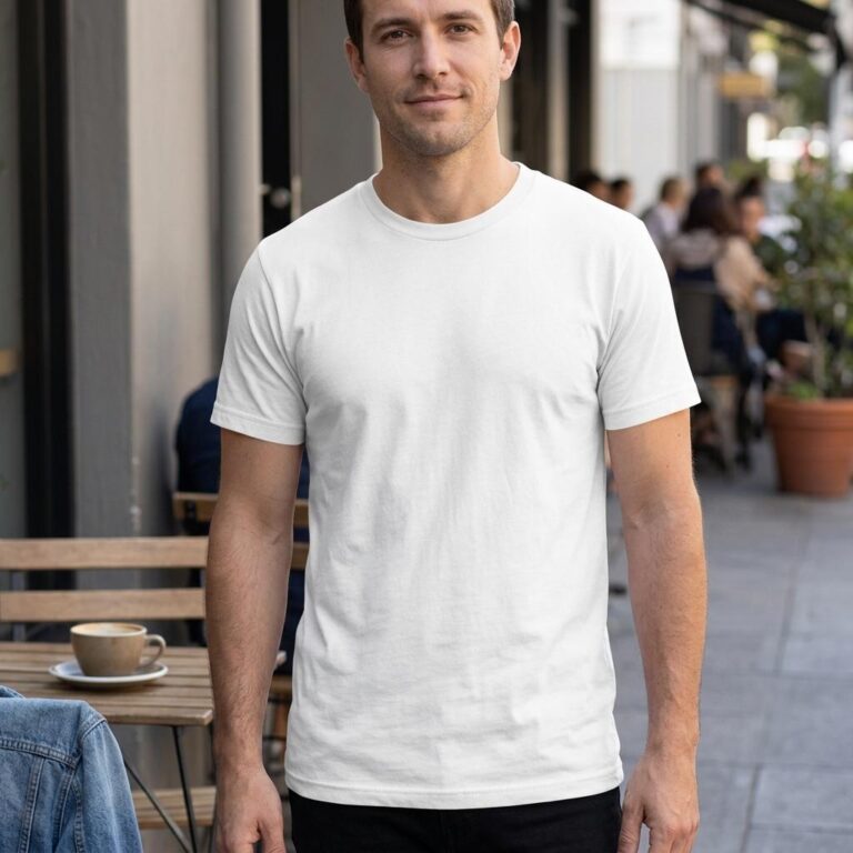 Bella+Canvas 3001 T-Shirt Mockup - Man in Urban Street Setting