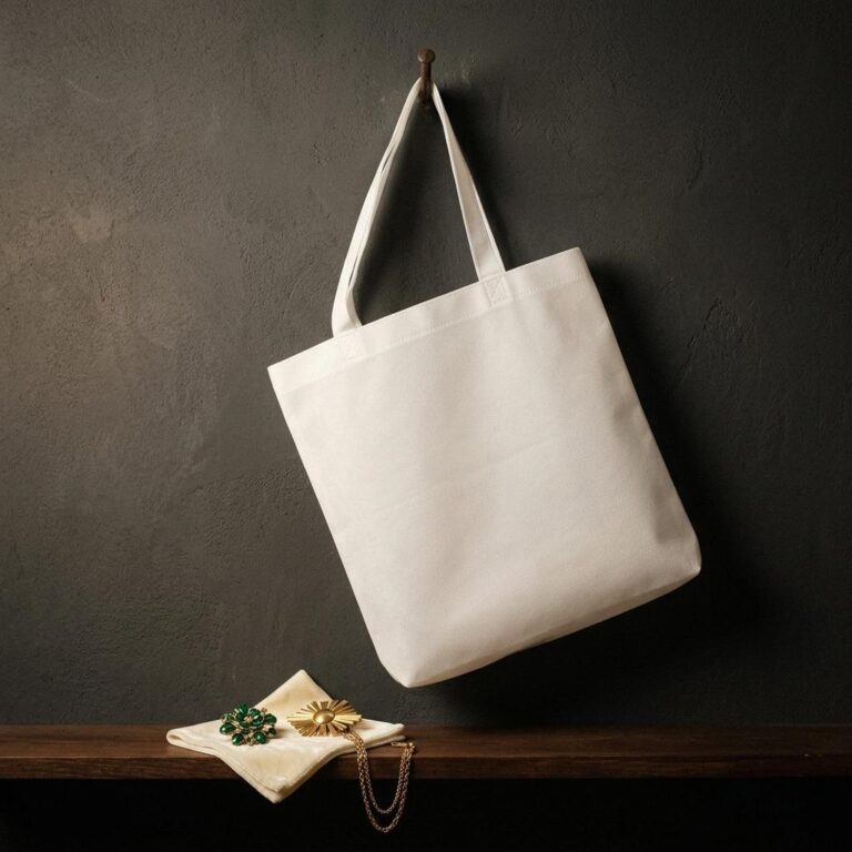 Non-Woven Tote Bag Mockup on a Charcoal Plaster Wall