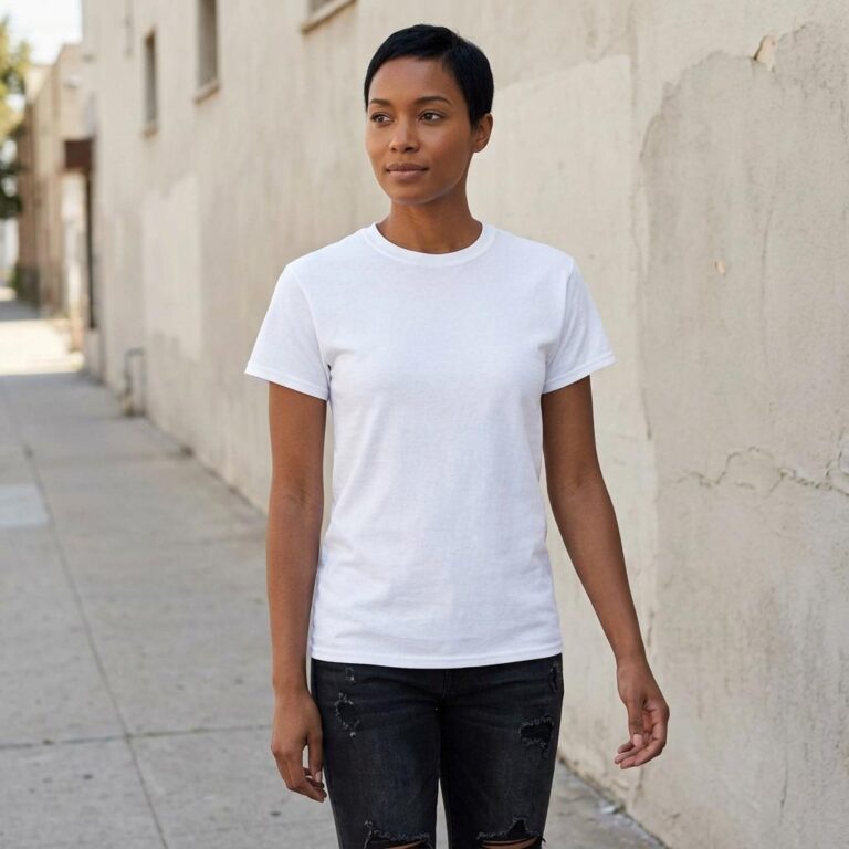 Women’s Urban T-Shirt Mockup on Model - Free & Editable