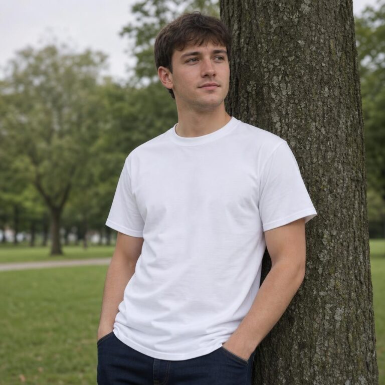 Men’s Outdoor Park T-Shirt Mockup in Natural Light