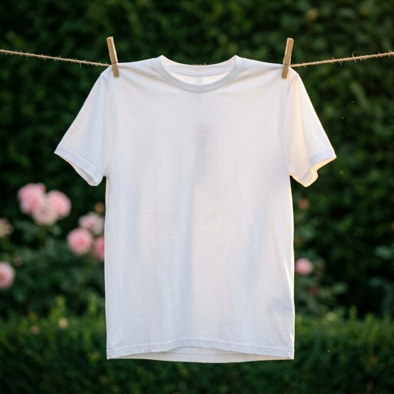 Bella+Canvas 3001 Garden Clothesline Mockup - Free Template