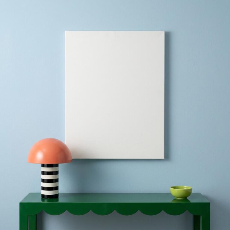 Free 8×10 Wrapped Canvas Mockup in a FunHaus Color-Pop Interior