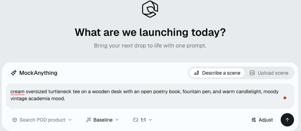 MockAnything AI creates Poetcore t-shirt