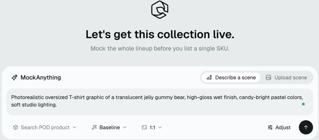 Use MockAnything AI to generate Gimme Gummy mockups from a prompt