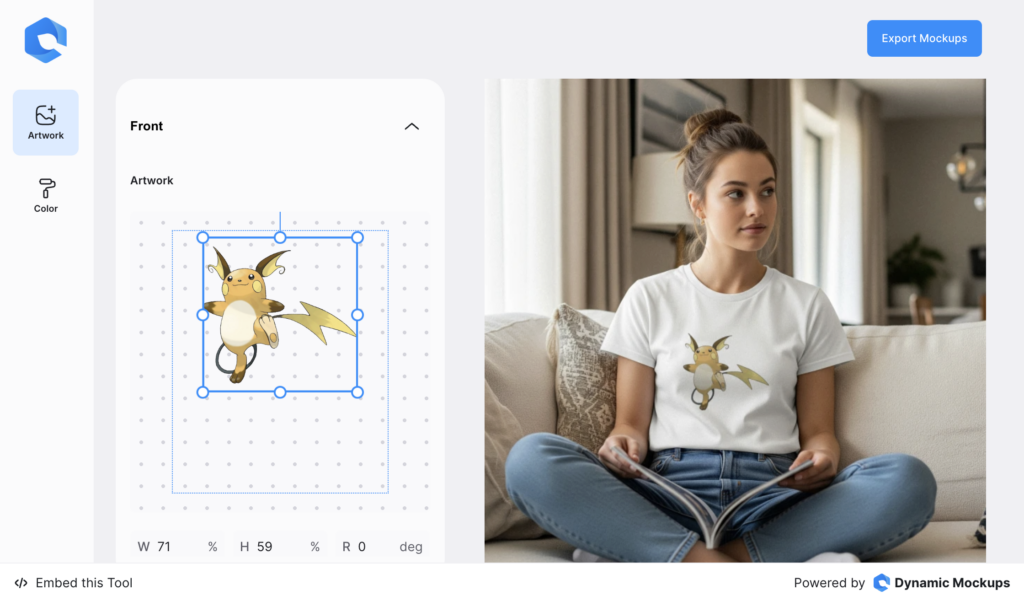 Embeddable mockup editor preview example