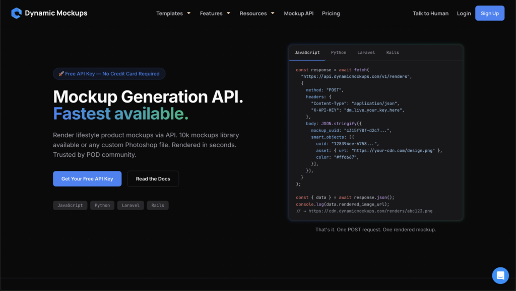 Mockup generation API page preview