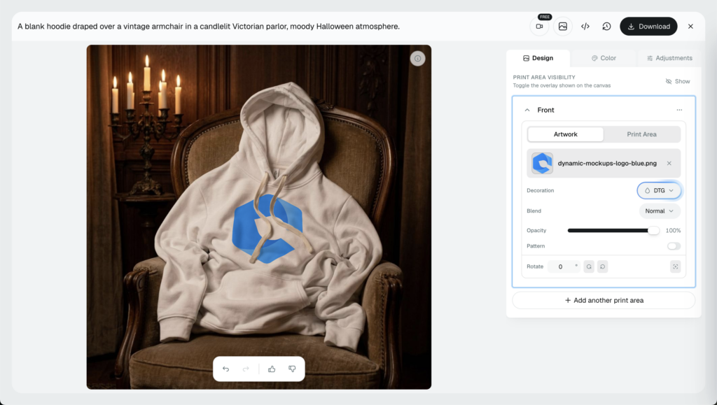 Dynamic Mockups web application editor preview